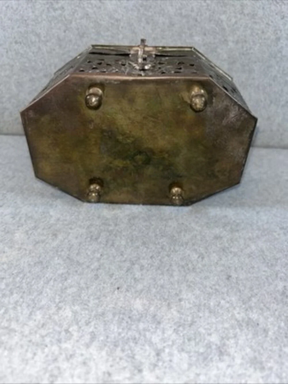 Brass Octagonal Latched Cricket Jewelry Box unpolished 5.5”x 4” Made In India